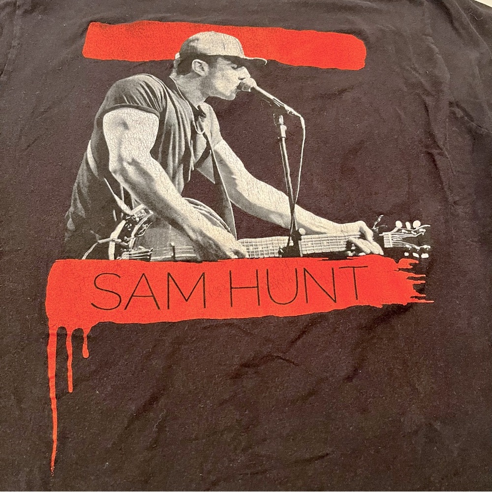 Sam‎ Hunt 2015 Summer Tour SZ Large Black Short Sleeve Shirt Tulex Country *FLAW